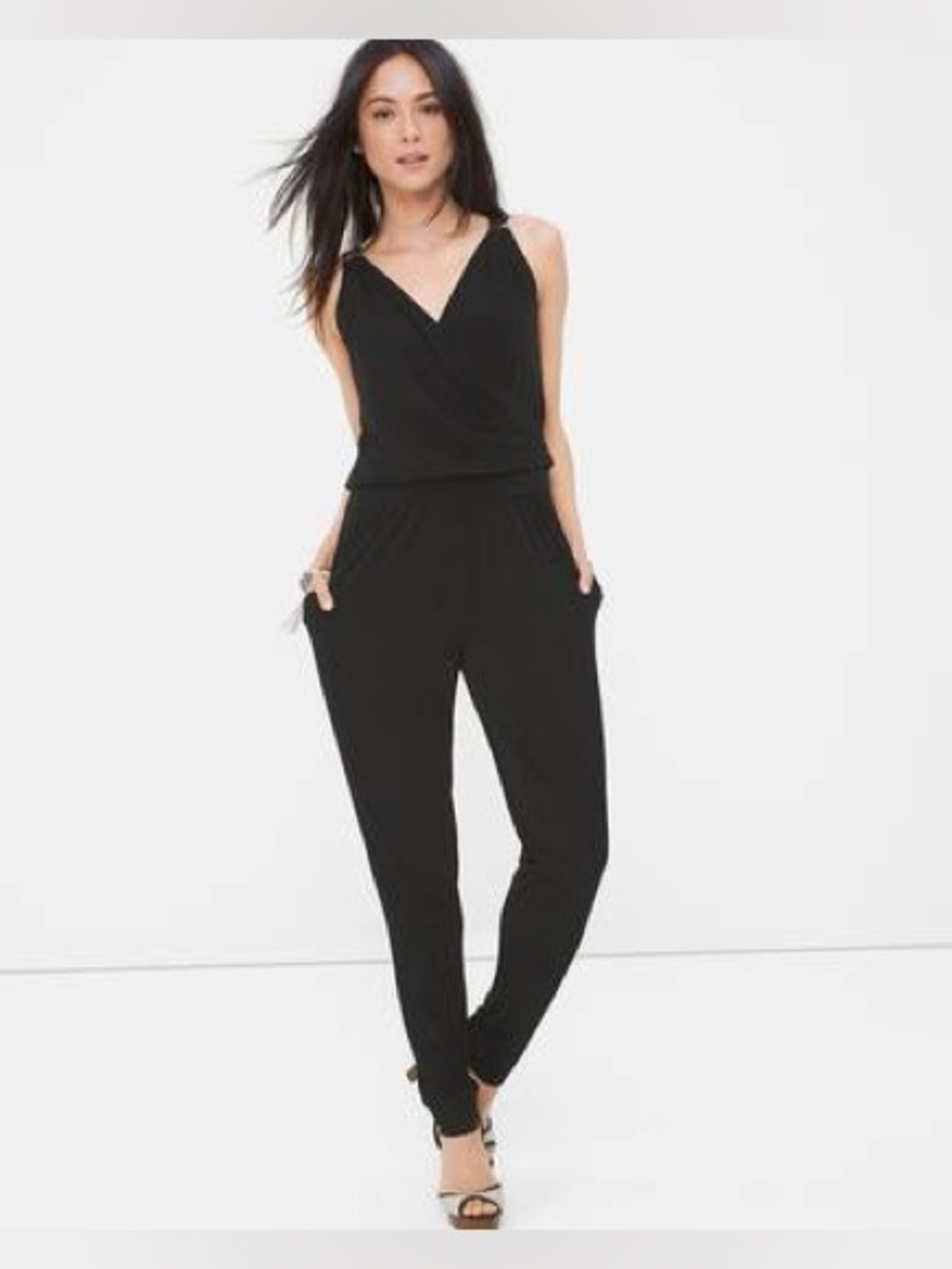 WHBM Black Knit Jumpsuit